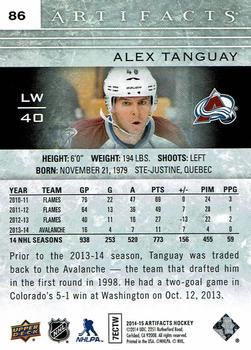 2014-15 Upper Deck Artifacts - Sapphire #86 Alex Tanguay Back