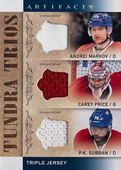 2014-15 Upper Deck Artifacts - Tundra Trios Jerseys Blue #T3-MC Andrei Markov / Carey Price / P.K. Subban Front