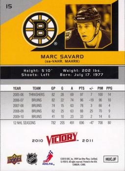 2010-11 Upper Deck Victory #15 Marc Savard Back