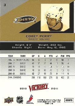 2010-11 Upper Deck Victory #3 Corey Perry Back