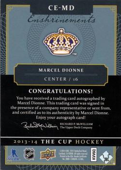 2013-14 Upper Deck The Cup - Enshrinements #CE-MD Marcel Dionne Back