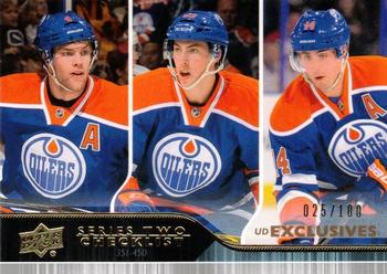 2014-15 Upper Deck - UD Exclusives #450 Taylor Hall / Ryan Nugent-Hopkins / Jordan Eberle Front