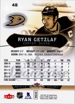 2014-15 Fleer Showcase #48 Ryan Getzlaf Back