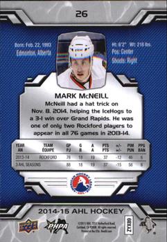 2014-15 Upper Deck AHL #26 Mark McNeill Back