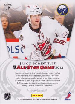 2011-12 Panini Private Signings All Star Game #JP Jason Pominville Back