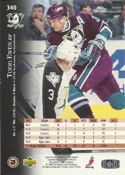 1995-96 Upper Deck - Electric Ice #340 Todd Ewen Back