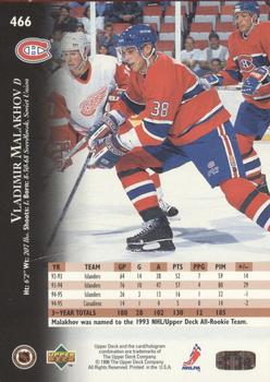 1995-96 Upper Deck - Electric Ice #466 Vladimir Malakhov Back