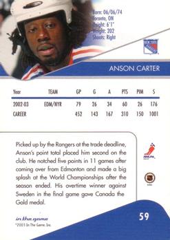 2003-04 In The Game Toronto Star #59 Anson Carter Back