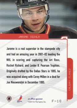 2003-04 In The Game Toronto Star - Foil #F-18 Jarome Iginla Back