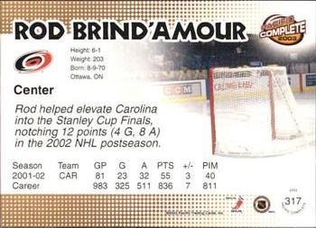 2002-03 Pacific Crown Royale - 2002-03 Pacific Complete #317 Rod Brind'Amour Back