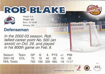 2002-03 Pacific Crown Royale - 2002-03 Pacific Complete #493 Rob Blake Back