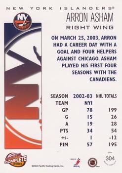 2003-04 Pacific Crown Royale - 2003-04 Pacific Complete #304 Arron Asham Back