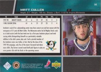 1998-99 Upper Deck Gold Reserve #32 Matt Cullen Back