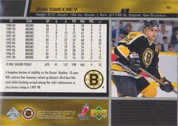 1998-99 Upper Deck Gold Reserve #40 Don Sweeney Back