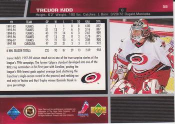 1998-99 Upper Deck Gold Reserve #58 Trevor Kidd Back