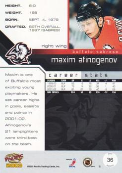2002-03 Pacific - Red #36 Maxim Afinogenov Back
