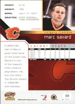 2002-03 Pacific - Red #59 Marc Savard Back