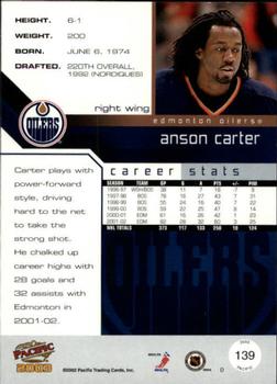 2002-03 Pacific - Red #139 Anson Carter Back