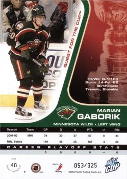 2002-03 Pacific Quest for the Cup - Gold #48 Marian Gaborik Back