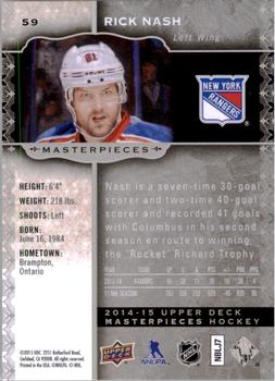 2014-15 Upper Deck Masterpieces #59 Rick Nash Back