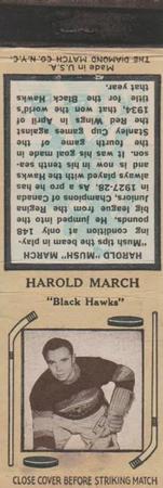 1934-35 Diamond Matchbooks (Tan 1) #NNO Harold March Front