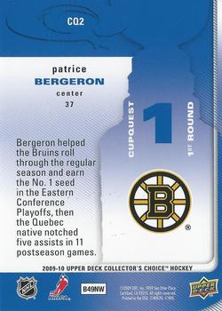 2009-10 Collector's Choice - CupQuest #CQ2 Patrice Bergeron Back