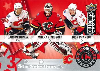 2009-10 Collector's Choice - Reserve #205 Jarome Iginla / Miikka Kiprusoff / Dion Phaneuf Front