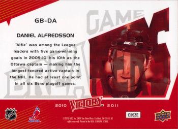 2010-11 Upper Deck Victory - Game Breakers #GB-DA Daniel Alfredsson Back