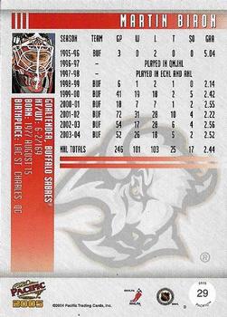 2004-05 Pacific - Red #29 Martin Biron Back