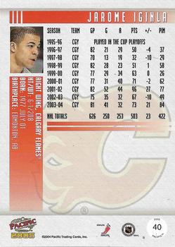 2004-05 Pacific - Red #40 Jarome Iginla Back