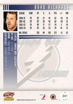 2004-05 Pacific - Red #241 Brad Richards Back