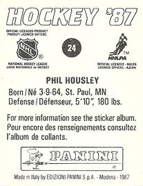 1987-88 Panini Stickers #24 Phil Housley Back