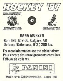 1987-88 Panini Stickers #42 Dana Murzyn Back