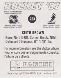 1987-88 Panini Stickers #233 Keith Brown Back