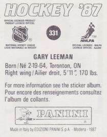 1987-88 Panini Stickers #331 Gary Leeman Back