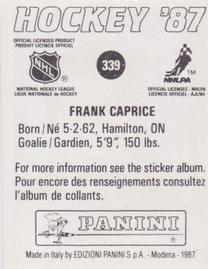 1987-88 Panini Stickers #339 Frank Caprice Back