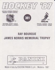 1987-88 Panini Stickers #381 Ray Bourque Back