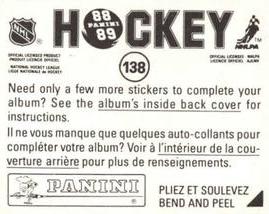 1988-89 Panini Stickers #138 Barry Pederson Back