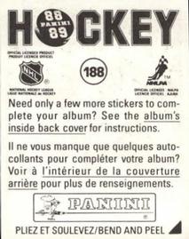 1988-89 Panini Stickers #188 Grant Fuhr Back