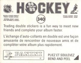 1988-89 Panini Stickers #340 Mario Lemieux Back