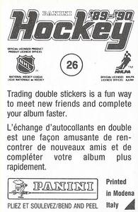 1989-90 Panini Stickers #26 Calgary Flames Logo Back