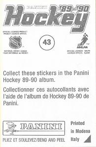 1989-90 Panini Stickers #43 Steve Larmer Back