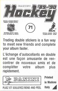 1989-90 Panini Stickers #71 Edmonton Oilers Logo Back