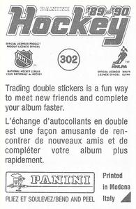 1989-90 Panini Stickers #302 Ron Hextall Back