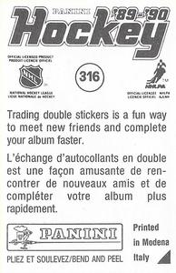 1989-90 Panini Stickers #316 John Cullen Back