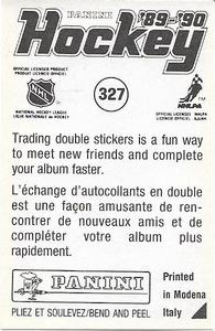 1989-90 Panini Stickers #327 Joe Sakic Back