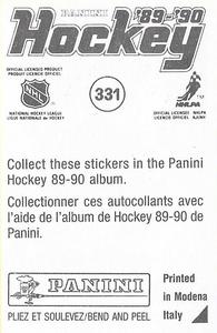 1989-90 Panini Stickers #331 Randy Moller Back