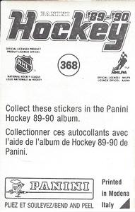 1989-90 Panini Stickers #368 Detroit Red Wings Logo Back
