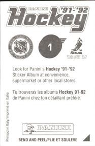 1991-92 Panini Stickers #1 NHL Logo Back