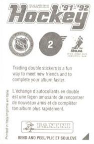 1991-92 Panini Stickers #2 NHLPA Logo Back